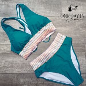 Vimpunec Tie Back Embroidered Bikini Swimsuit Size M